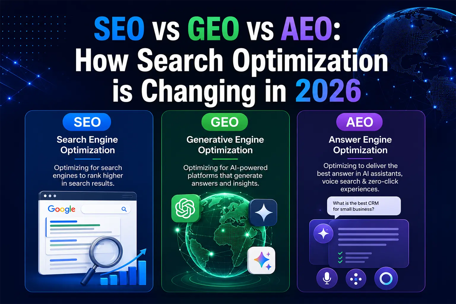 SEO vs GEO vs AEO